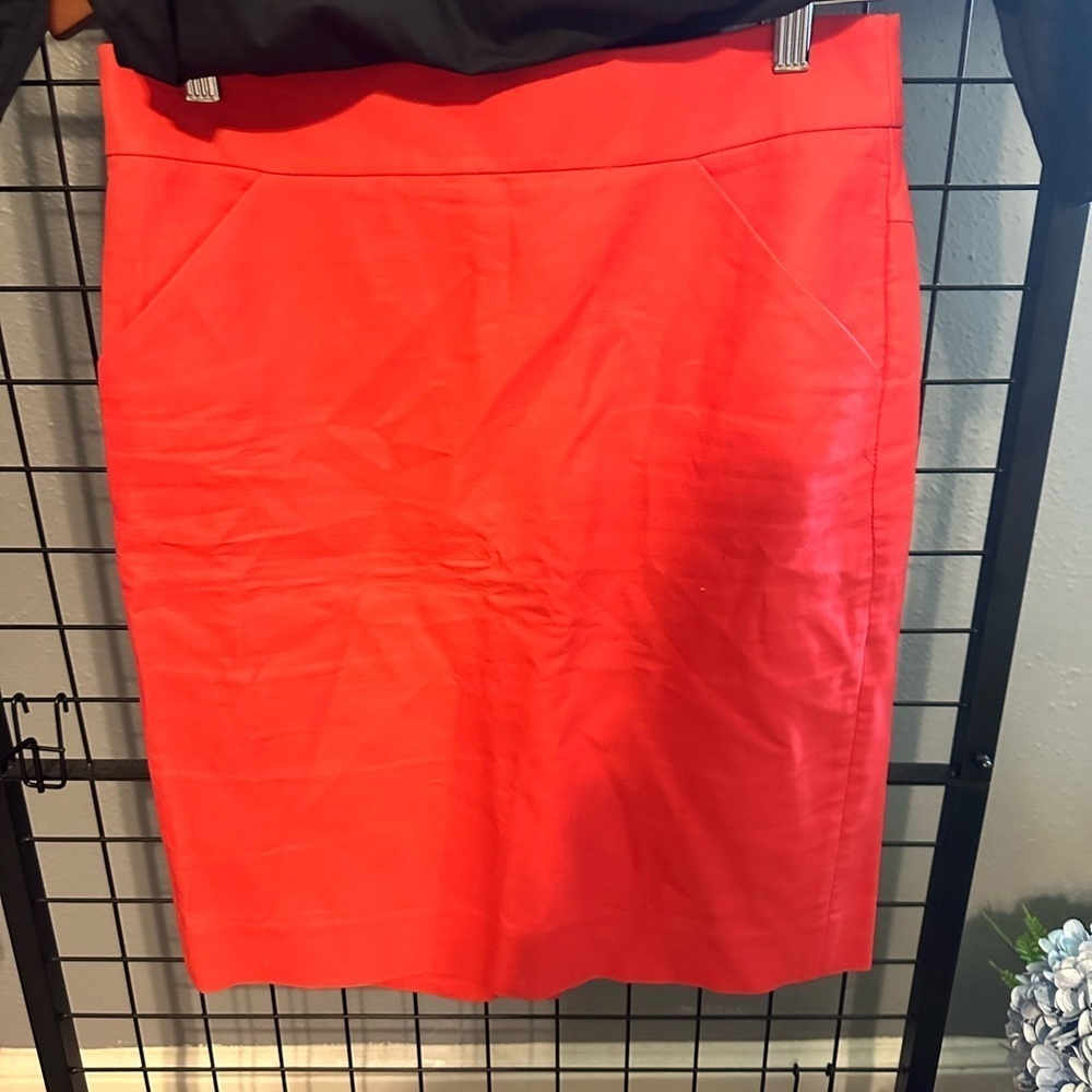 J. Crew Red Knee-Length Pencil Skirt Casual
